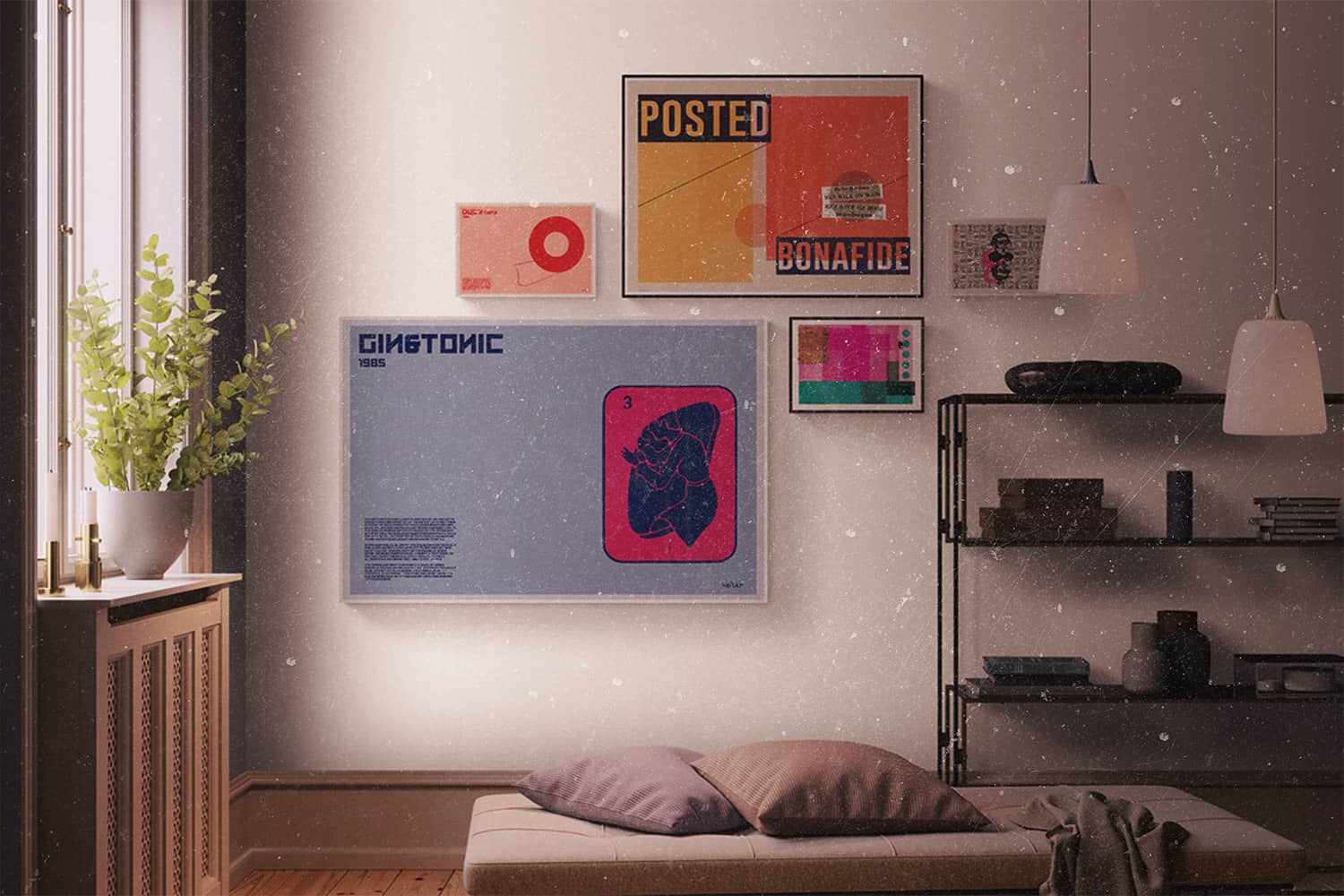  REBELLIOUS by Yagil Weiler artwork displayed in a modern living room, demonstrating how to size wall art decor proportionally above a sofa 