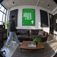 F1 Speed And Ice Creme by Yagil Weiler | Studio Edition 100 × 150 cm | wide view in a recording-studio lounge