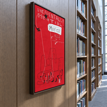 Misfits Under by Yagil Weiler | Studio Edition float framed canvas | side view on a wood-panelled library wall