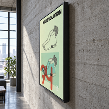 Nikiiievolution by Yagil Weiler | Studio Edition float framed canvas | side view on a board-formed concrete loft wall