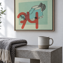 Nikiiievolution by Yagil Weiler | Studio Edition float framed canvas | still life with a wool throw and ceramic cup