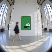 Shaved Creme by Yagil Weiler | Studio Edition 100 × 150 cm | wide view in a converted church hall